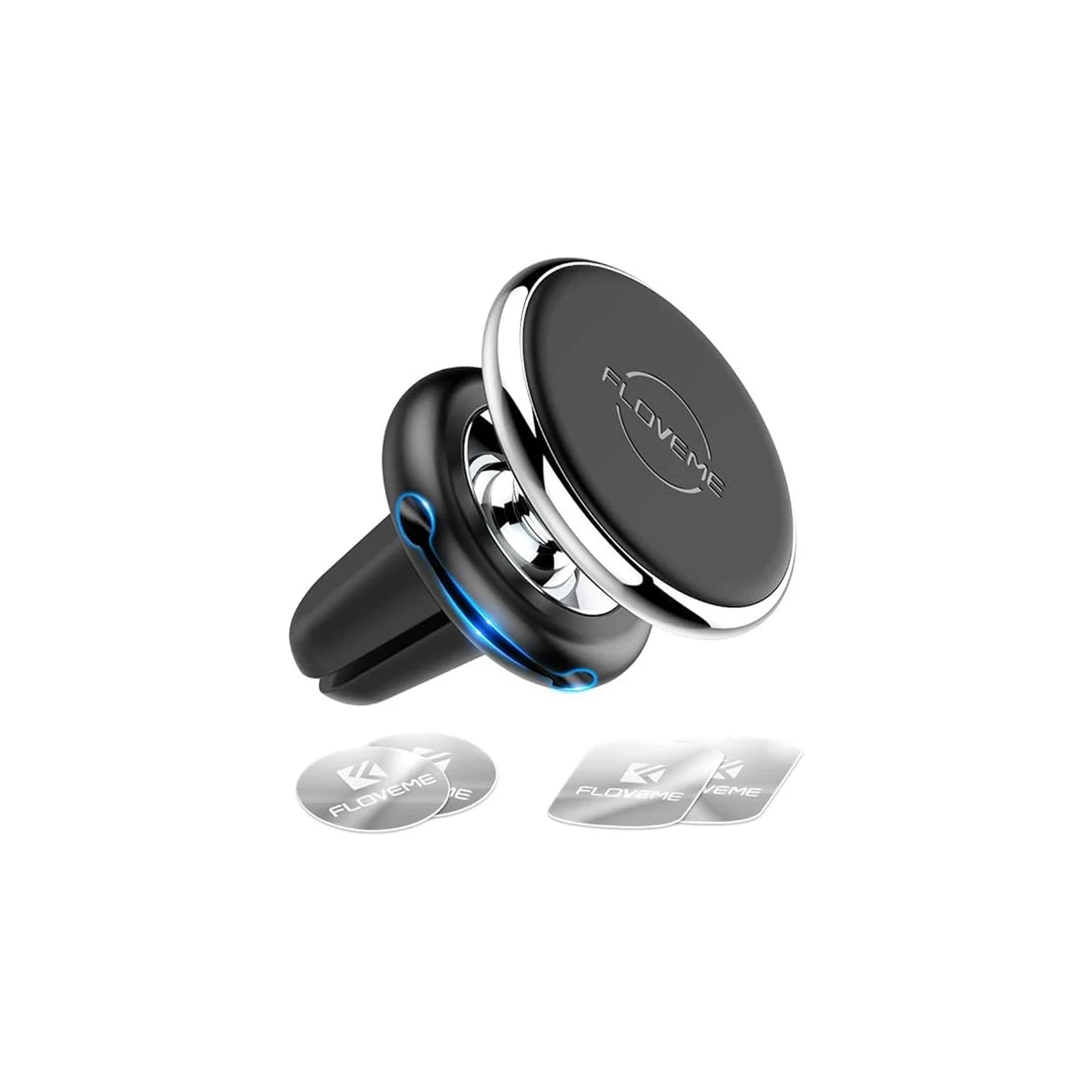 FLOVEME Magnetic Car Phone Holder, Portable Car Holder with Air Vent 360?Â° Rotation Magnet for iPhone and Other Smartphones, 5 Metal Plates
