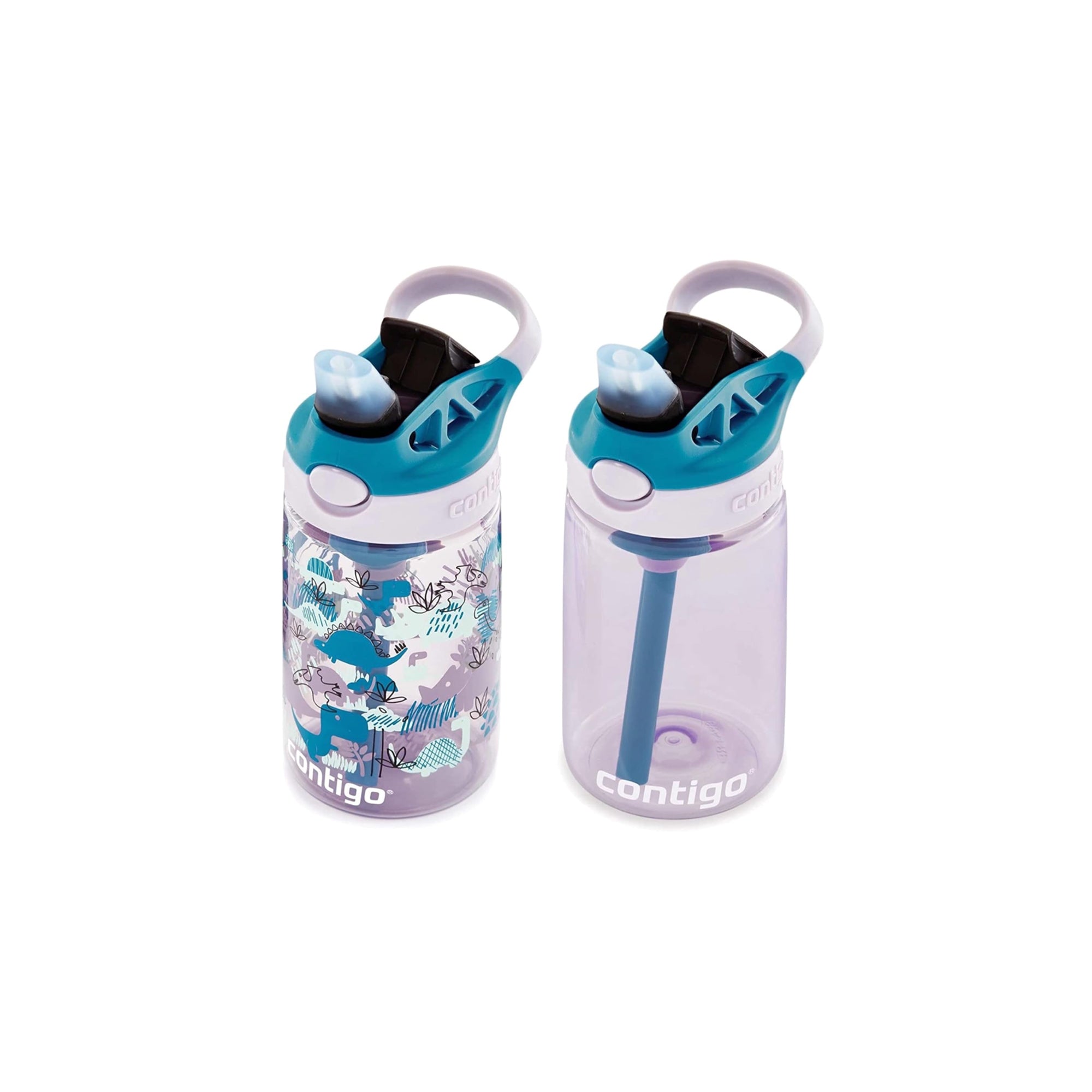 Contigo Kids Water Bottle with Redesigned AUTOSPOUT Straw, 14 oz., Dinos, 2-Pack