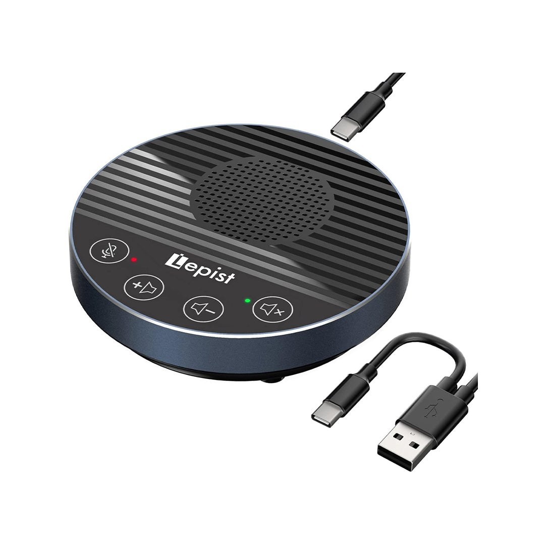 Lepist USB Speakerphone Microphone Omnidirectional Computer Mic with 360º Voice Pickup, Touch-Sensor Buttons for Mute/Unmute, Compatible with Skype, Zoom, Interviews (LE2102)