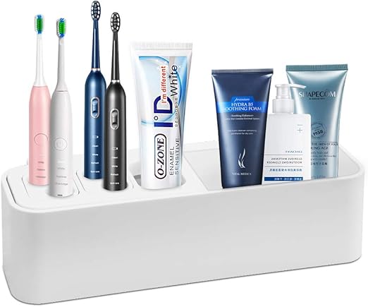 RIGHTWELL Toothbrush Holder - Bathroom Caddy for Electric Toothbrushes Bathroom - Bathroom Storage Wall Mounted Toothbrush Holder Toothpaste