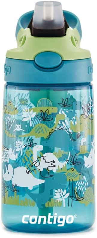 Contigo Kids Straw Water Bottle with AUTOSPOUT Lid, 14oz., Dinos