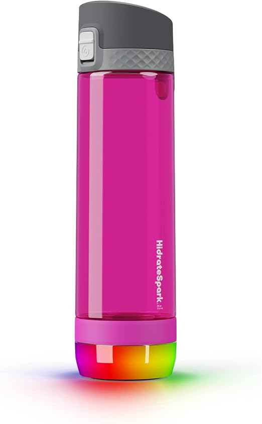 Hidrate Spark PRO Lite Smart Water Bottle Tritan Plastic, Tracks Water Intake & Glows to Remind You to Stay Hydrated - Chug Lid, 24oz - Frui