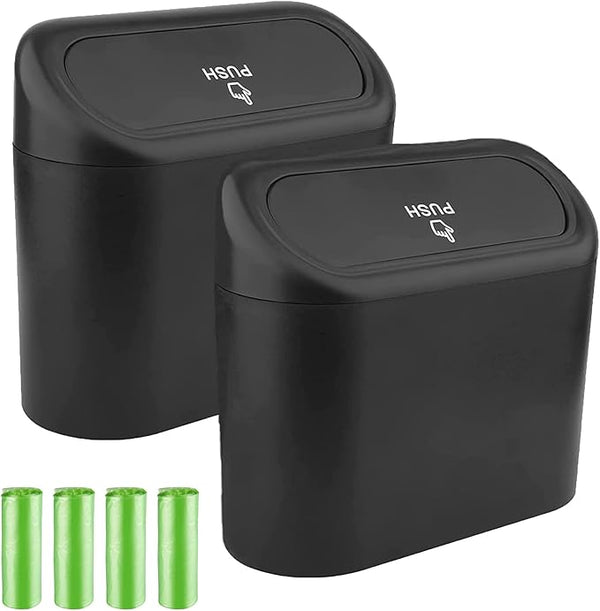 TOFFCAEA Pack of 2 Car Rubbish Bins, Car Rubbish Bin with Lid, Multifunctional Small Car Rubbish Liner, Hanging Storage Box with 80 Rubbish
