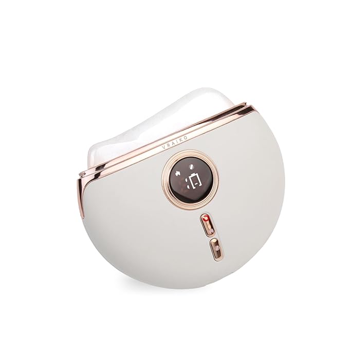 Aurora LED Gua Sha Device Jade Stone Facial Tool with Heat and Vibration Face Massager for Skin Rejuvenation and Toning