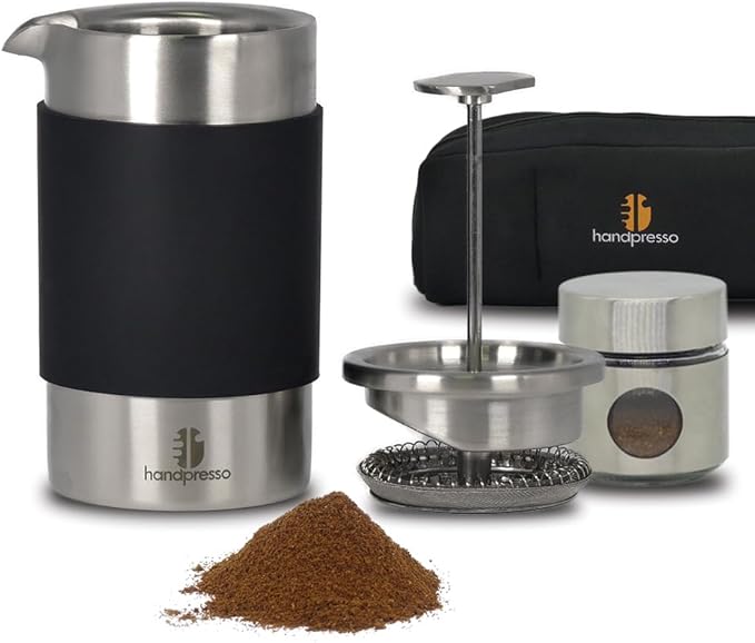 Handpresso Travel Press Ÿ?? Compact 0.35L (3-Cup) French Press, Double Wall Insulated, Portable Coffee Maker Kit with Carry Case