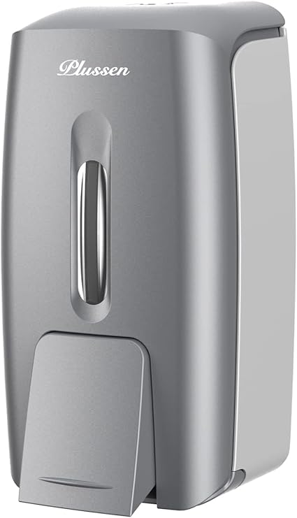 PLUSSEN Commercial Soap Dispenser Wall Mount, Adhesive 800ml Manual Hand Soap Dispenser Liquid /Gel Hand Sanitizer Dispenser