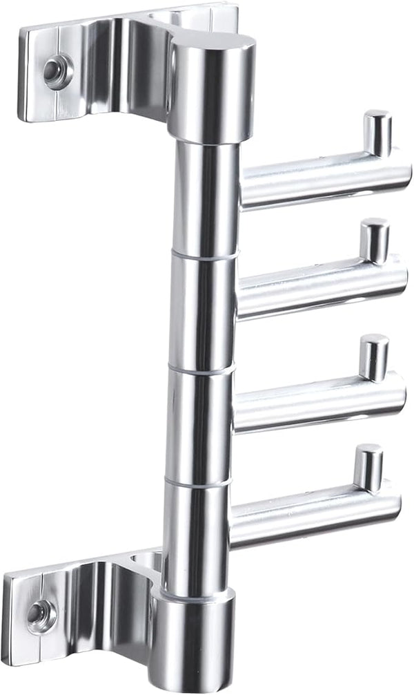 Swivel Coat Rack with Multiple Hooks for Bathroom and Wall Mount - Heavy Duty Towel Rack with Vertical Swivel Arms, Hat and Key Holder Hange