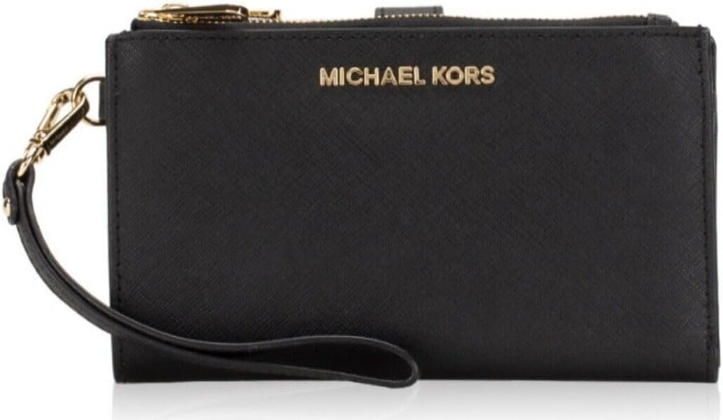 Michael Kors Womens Jet Set Travel Double Zip Wristlet Medium Cement Silver Hardware