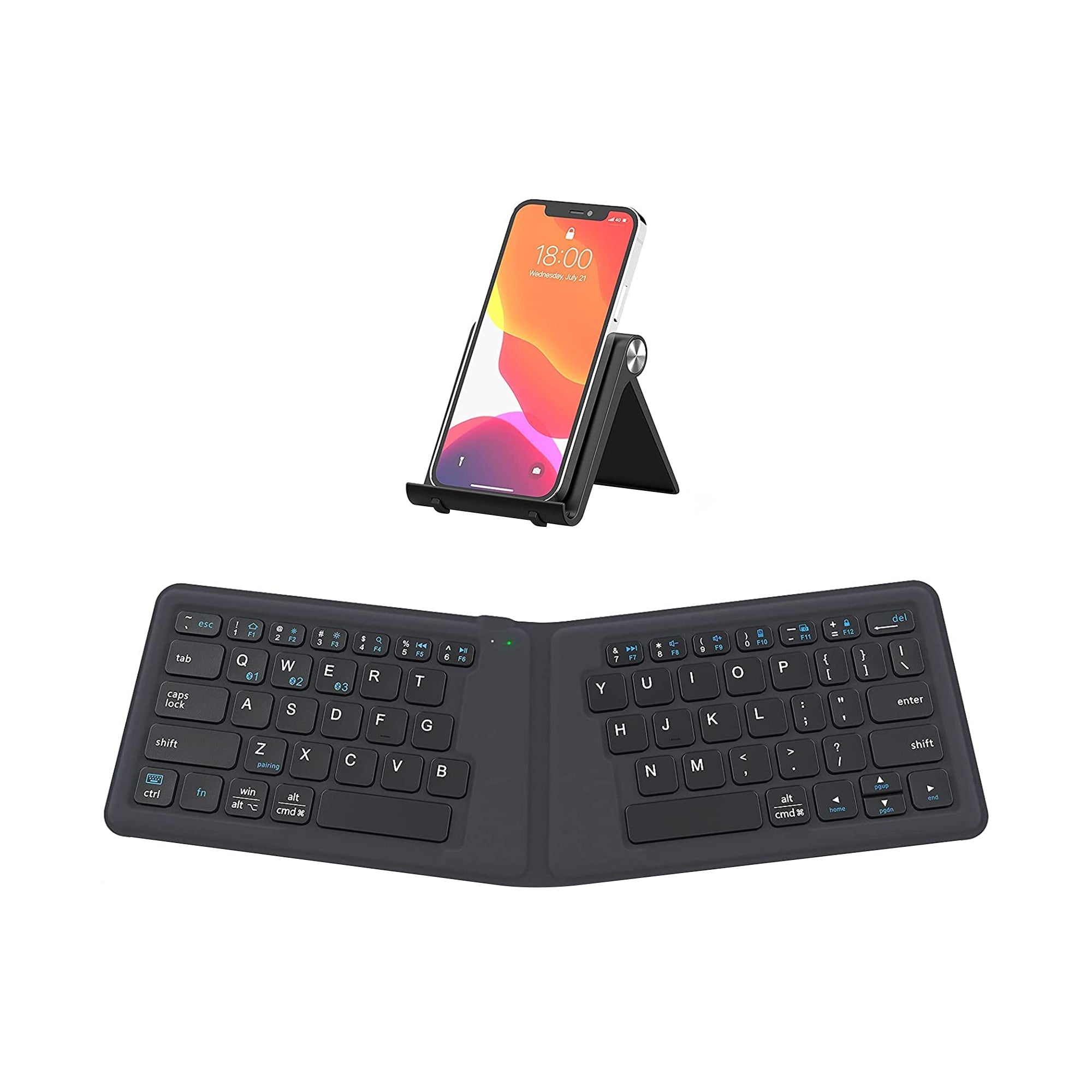 iClever Foldable Wireless Keyboard Rechargeable Ultra Slim Bluetooth Keyboard for Windows iOS Mac and Android