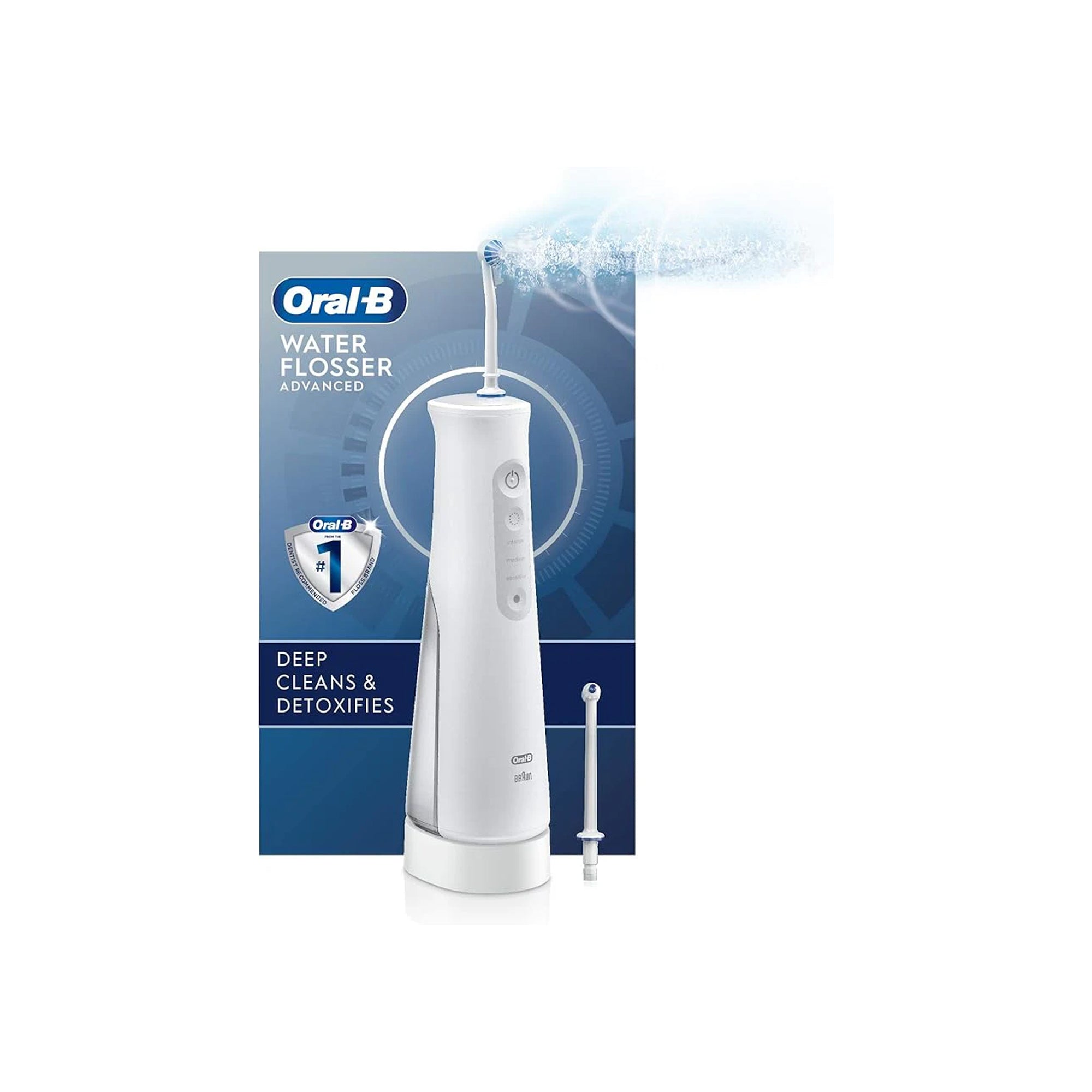 Oral-B Water Flosser Advanced, Cordless Portable Oral Irrigator Handle with 2 Nozzles