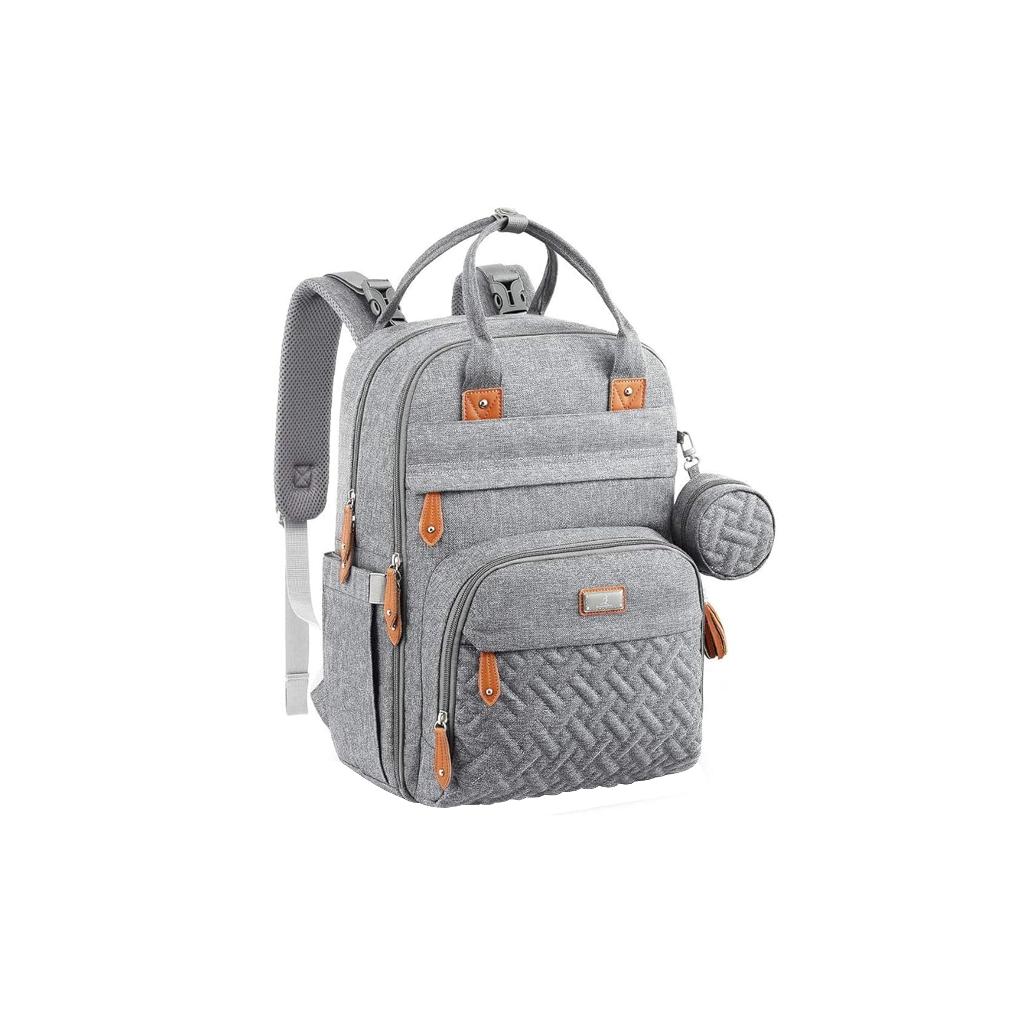 BabbleRoo Baby Changing Bag Backpack 42 cm Nappy Diaper Bag with Changing Mat and Pacifier Holder for Mom and Dad 900g Light Grey