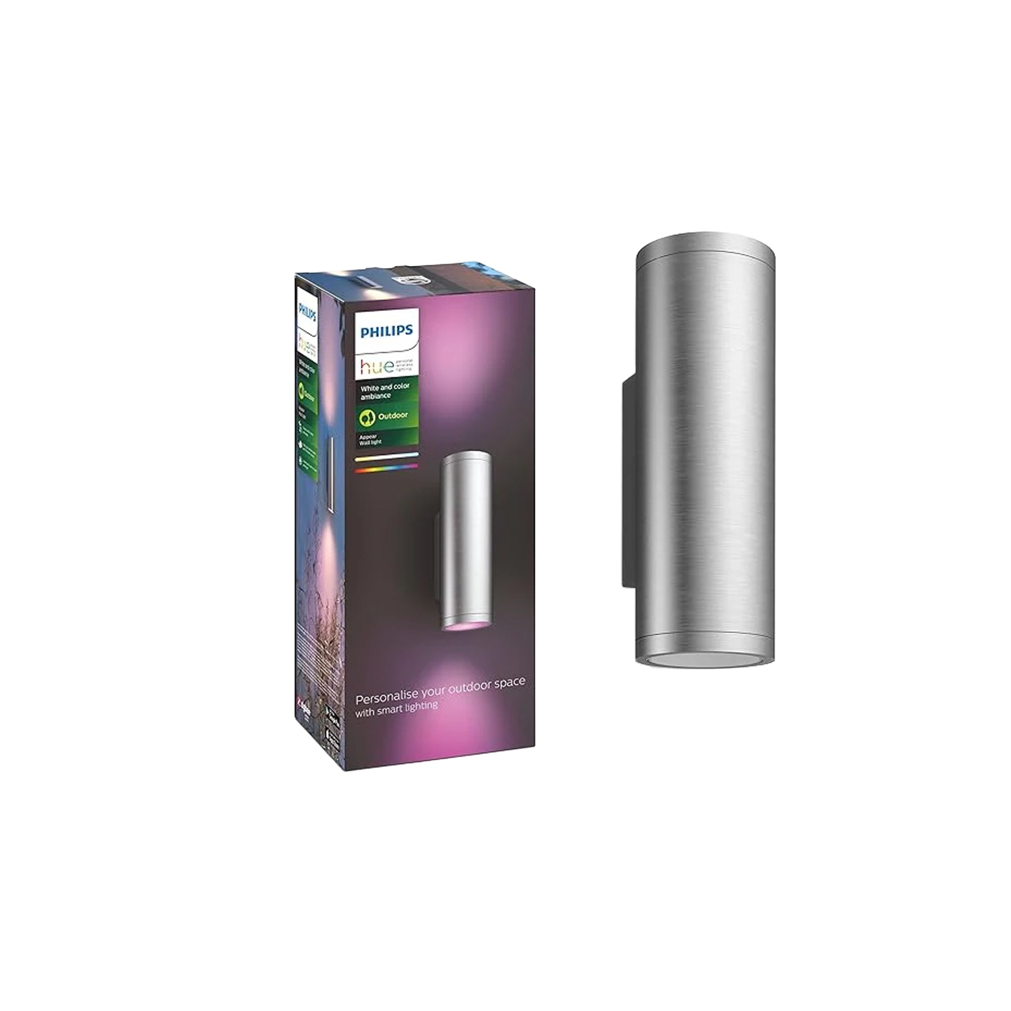 PHILIPS Hue LED Outdoor Wall Light Ÿ?? White & Color Ambiance, Silver