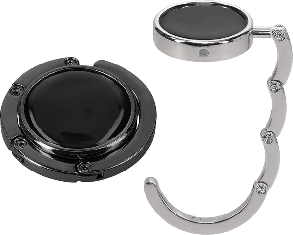 kwmobile Handbag Hooks for Tables - Set of 2 Folding Purse Hook Hangers - Portable Table Bag Holders for Restaurant, Bar and Office - Black