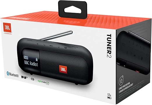 JBL Tuner 2 Portable Radio Bluetooth Speaker with DAB FM 12 Hour Battery Black