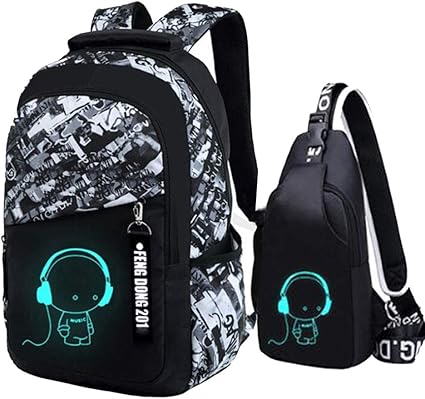 Oxford Fabric School Backpack For Boys, School Backpack With Print, Teenager School Bag, Outdoor Reflective Daypack, grey