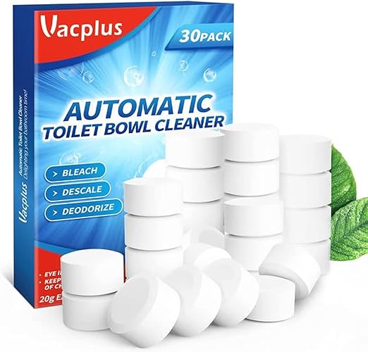 Vacplus Toilet Bowl Cleaners - 30 PACK, Automatical-Cleaning Toilet Bowl Cleaner Tablets for Deodorizing & Descaling, Long-Lasting Bleach Ta