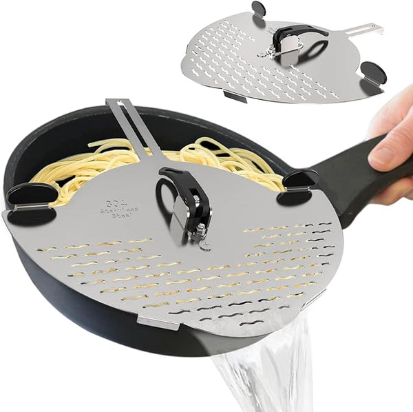 Stainless Steel Clip on Strainer for Pots, Pans, and Bowls - Hands-free Heat Resistant Food Strainer for Pasta Vegetables Fruit | Kitchen Co