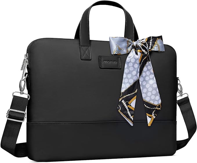 MOSISO Laptop Bag for Women with Shoulder Strap, Messenger Bag with Silk Scarf for Laptop Carrying