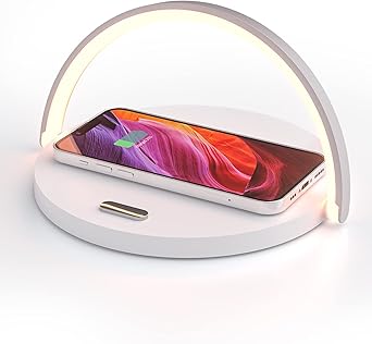 COLSUR Table Lamp with 15 W Wireless Charger, 3-in1 Bedside Lamp with USB Charging Port and 3 Levels Brightness, Touch Dimmable and Phone