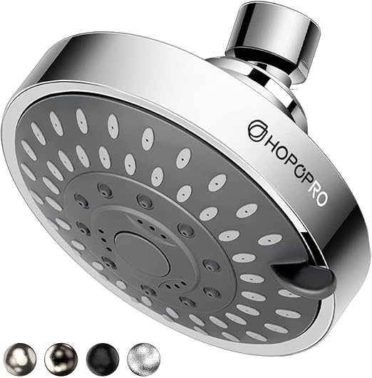 HOPOPRO High Pressure Shower Head 5 Settings Fixed Showerhead 4.1 Inch High Flow Bathroom Showerhead