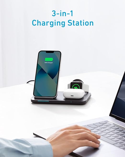 Anker 335 Foldable 3 in 1 Wireless Charging Station with Power Adapter