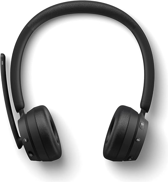 Microsoft Modern Wireless Headset Black On Ear Stereo Headphones Noise Cancelling Microphone USB Dongle for PC and Mac