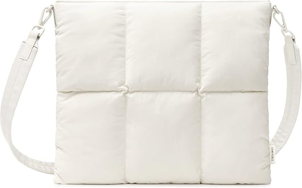 Comfyable Puffy Tablet Shoulder Bag for iPad Pro 12.9 Inch, Quilted Puffer Puff Tablet Sling Crossbody Bag for Women, Pillow Sleeve Case wit