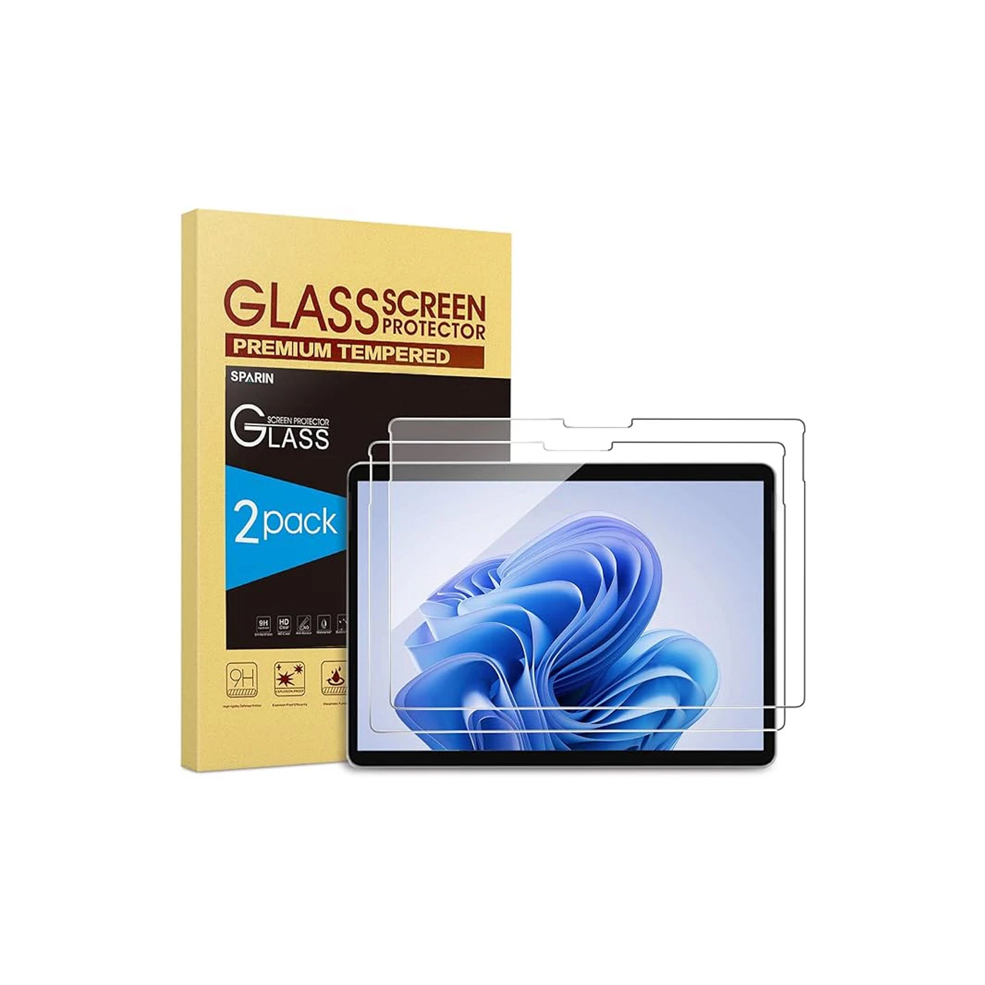 2 Pack SPARIN Screen Protector For Surface Pro 8 2021 And Surface Pro X 13 Inch Tempered Glass Supports Surface Pen