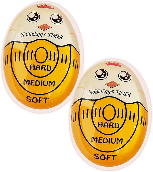 Egg Timer for Boiling Eggs, Soft Medium Hard Boiled Egg Timer That Changes Color When Done, No BPA, Basics line, Yellow, Pack of 2