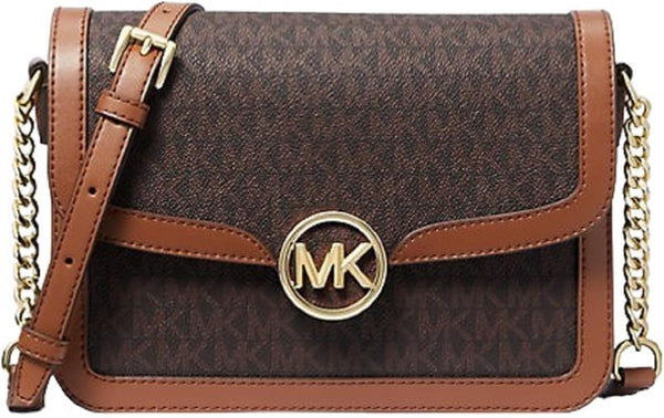 Michael Kors Shoulder Bag Leida Md Flap Chain Messender Braun New