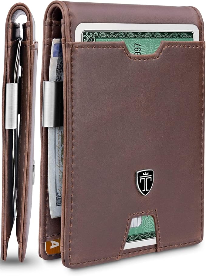 TRAVANDO Men’s Bifold Slim Wallet - Chocolate Brown