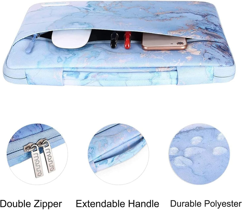 حافظة MOSISO متوافقة مع جهاز MacBook Pro 13 بوصة 2023-2016 M2 M1 A2338 A2251 A2289 A2159 A1989 A1708 A1706، حافظة صلبة رخامية بلاستيكية بألوان مائية وحقيبة ولوحة مفاتيح وغطاء لكاميرا الويب وواقي شاشة، أزرق 
