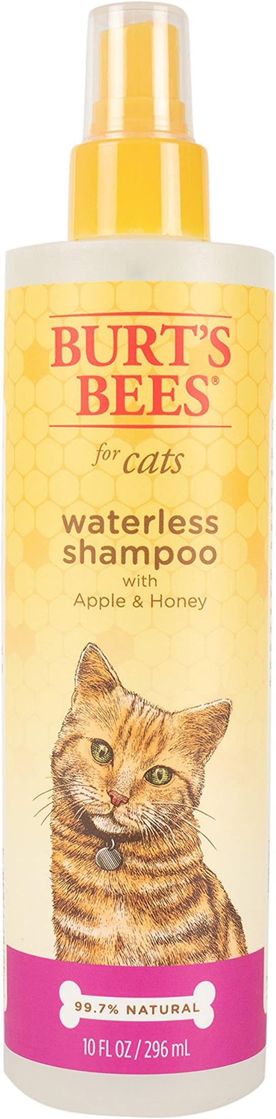 Burt's Bees for Pets Cat Natural Waterless Shampoo with Apple and Honey | Cat Waterless Shampoo Spray | Easy to Use Cat Dry Shampoo for Fres
