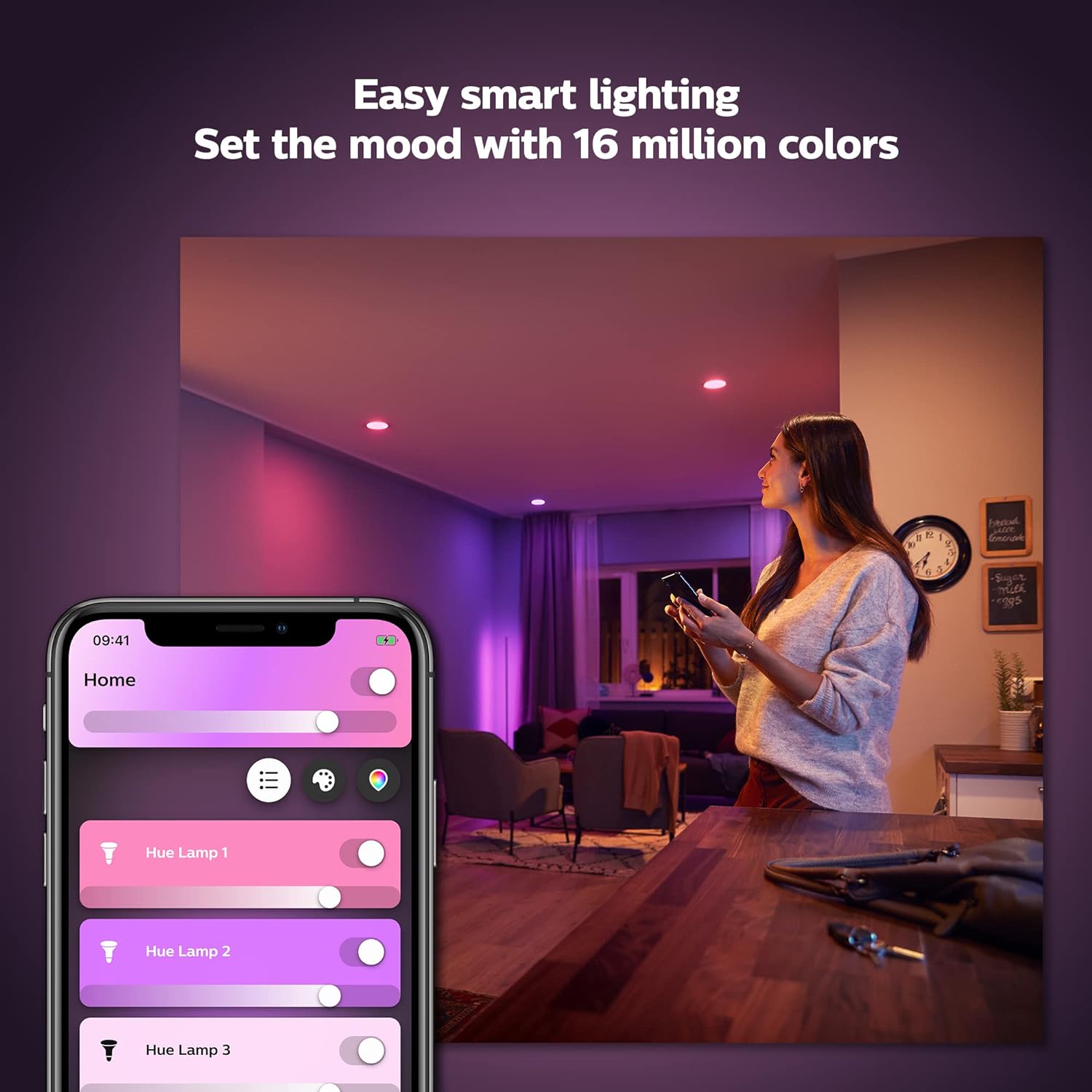 Philips Hue White & Colour Ambiance Smart Spotlight 3 Pack LED [GU10 Spotlight] - 350 Lumens (50W Equivalent). Compatible with Alexa, Google Assistant and Apple Homekit