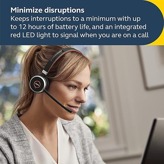 Jabra Evolve 65 SE Wireless Stereo Headset Bluetooth On Ear Headset with Noise Cancelling Microphone for Work Calls