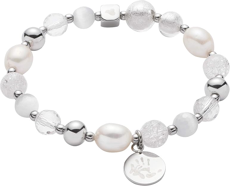 Jewels by Leonardo Women Bracelet Hope VII Darlin's Stainless Steel/Silver Colored Glass cateye Süßwasserzuchtperle White 7 cm Snowball Flex