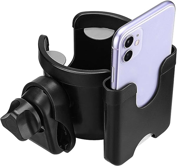 Suranew Universal Stroller Cup Holder, Adjustable Drink Holder with Phone Holder for Baby Stroller, Wheelchair, Walker, Bike, Scooter, Gifts