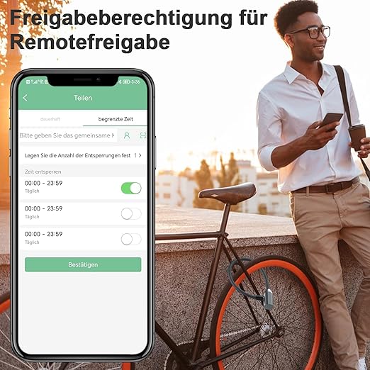 Lock Fingerprint, Eseesmart Bicycle Lock with Fingerprint App, Waterproof Bicycle Lock High Security, 12 mm Cable 420 mm Length for Bicycle,