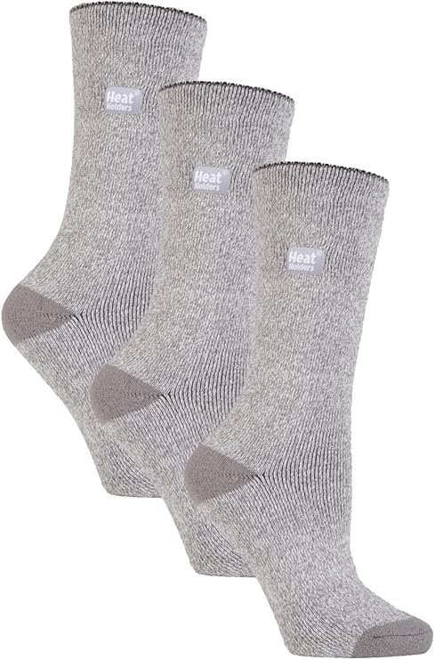 Heat Holders Lite - 3 Pair Multipack Womens Thermal Socks for Winter | Thin & Warm Socks for Dress Socks, Silver, 37-42 EU