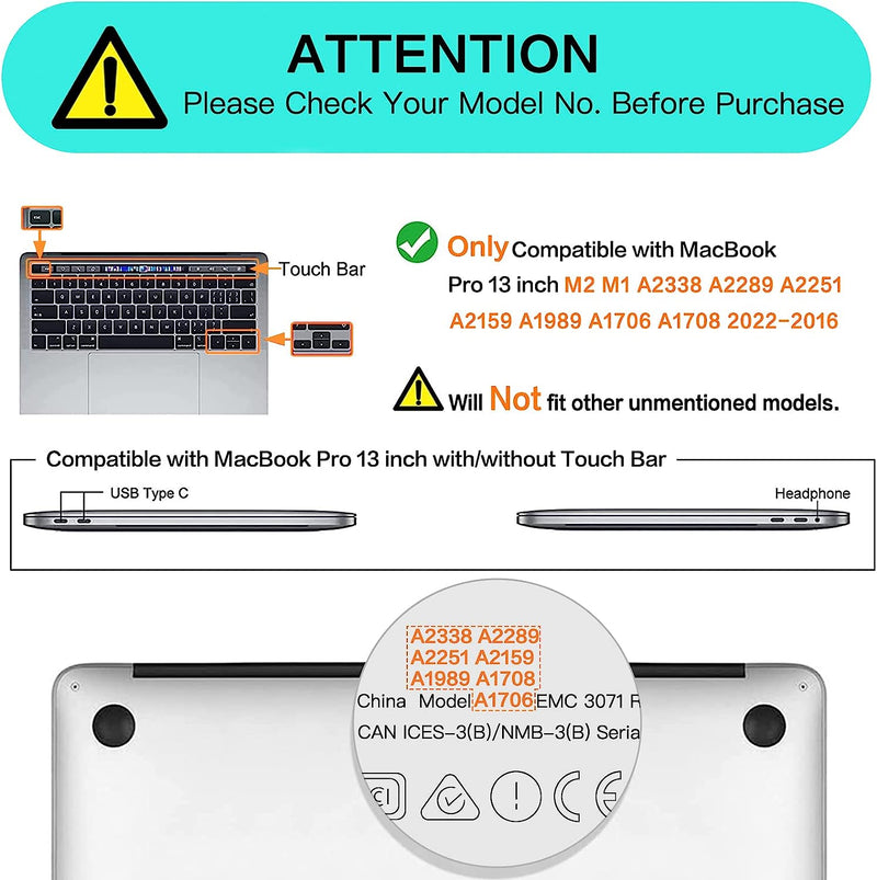 حافظة MOSISO متوافقة مع جهاز MacBook Pro 13 بوصة 2023-2016 M2 M1 A2338 A2251 A2289 A2159 A1989 A1708 A1706، حافظة صلبة رخامية بلاستيكية بألوان مائية وحقيبة ولوحة مفاتيح وغطاء لكاميرا الويب وواقي شاشة، أزرق 