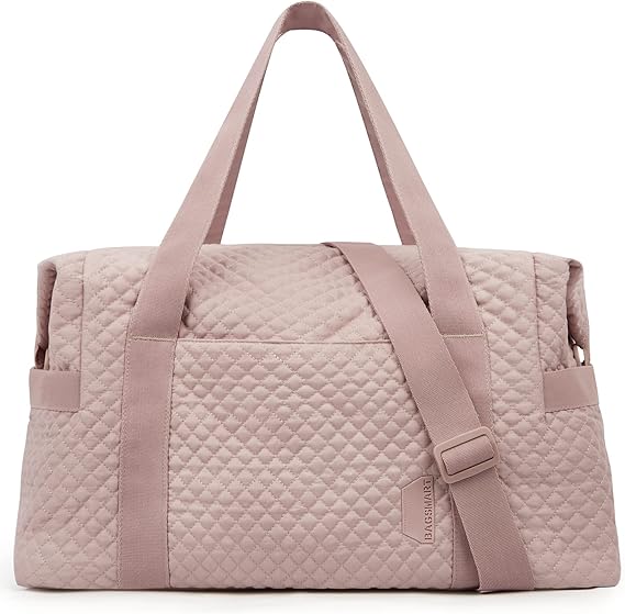 Weekender Bag, BAGSMART Travel Duffle Bag Carry On Bag Large Overnight Bag for Women, Pink,