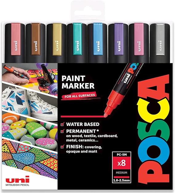 POSCA Colouring - PC-5M Metallic Set of 8 - In Gift Box
