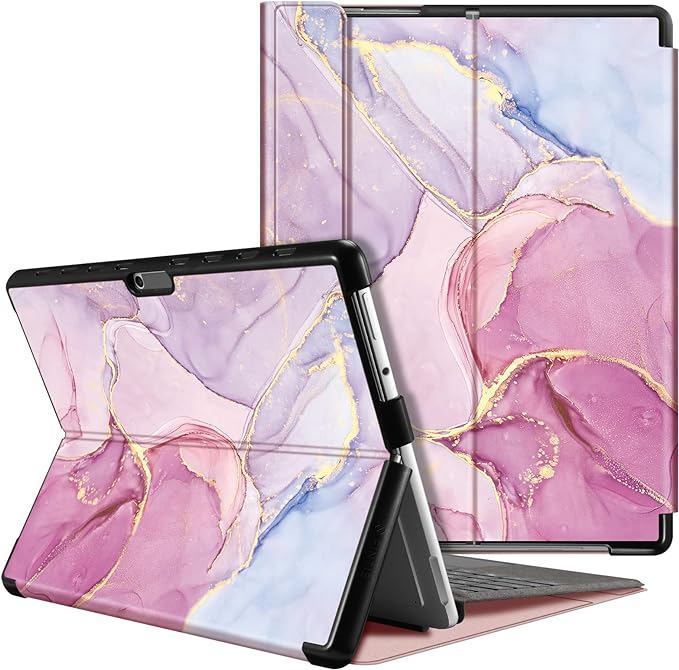 FINTIE Case Compatible with Microsoft Surface Pro 8 13 inch (2021 Release), Hard Shell Slim Portfolio Cover Work with Type Cover Keyboard, (Z-Glittering Marble)