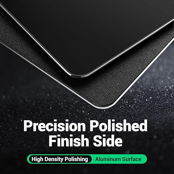 HONKID Hard Metal Mouse Pad Aluminum Solid Mousepad with Rubber Base Black