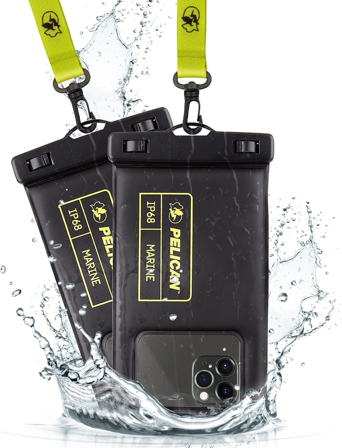 Pelican 2 Pack Marine - IP68 Waterproof Phone Pouch (Regular Size) Floating Waterproof Phone Case -