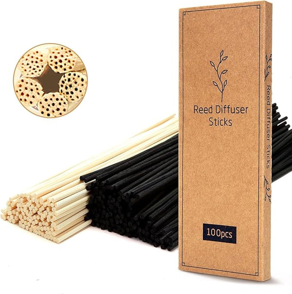 T&C 100PCS Reed Diffuser Sticks,10 Inch Natural Rattan Wood Sticks,Diffuser Refills,Essential Oil Aroma Diffuser Replacements Sticks for Hom