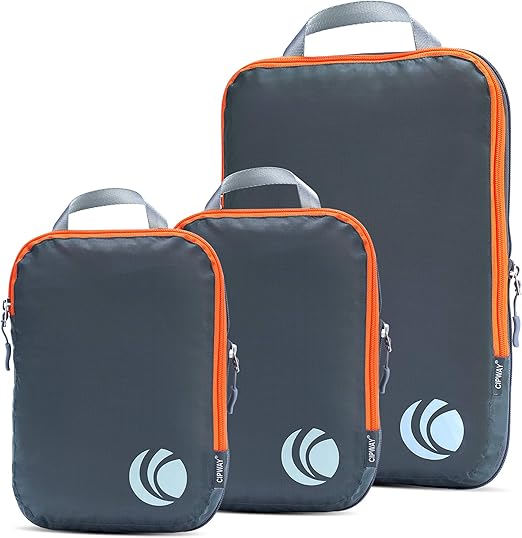 Cipway Compression Packing Cubes Set, Ultralight Expandable Travel Packing Organizers for Carry on Luggage (Grey 3pcs)