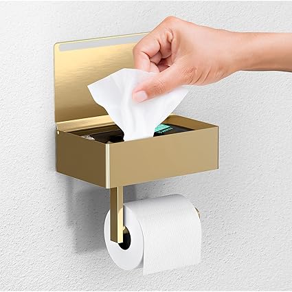 Day Moon Designs Toilet Paper Holder with Shelf - Flushable Wipes Dispenser & Storage Fits Any Bathroom,