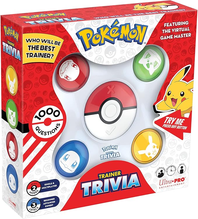 Pokemon Trainer Trivia Toy Virtual Game Master 2 Modes Single and Multiplayer Digital Travel Brain Game