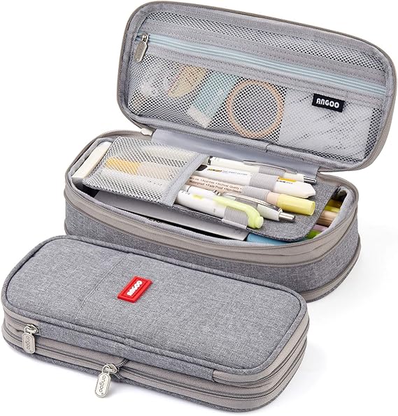 EASTHILL Big Capacity Pencil Pen Case Office College School Large Storage High Capacity Bag Pouch Holder Box Organizer (Gray)